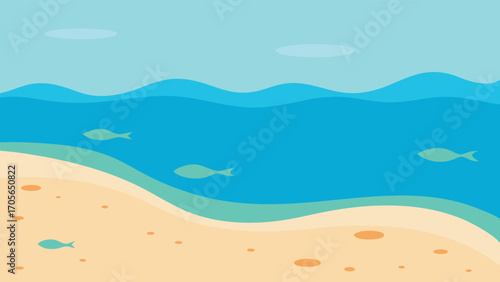Surreal underwater world vector illustration scalable ocean floor with colorful fish and coral