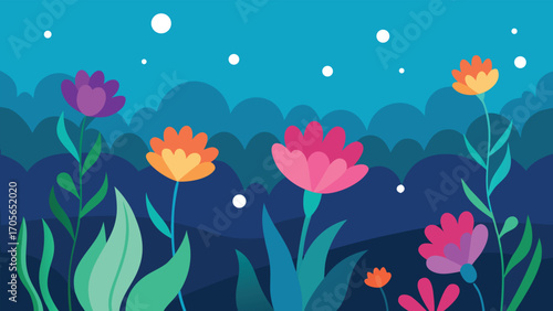 Tranquil underwater cave with shimmering lights and crystal formations vector illustration