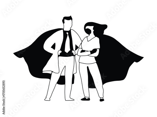 Healthcare Heroes Vector. Doctor and Nurse Superhero Silhouette, Medical Hero Illustration. Super Doctor and Nurse with Capes