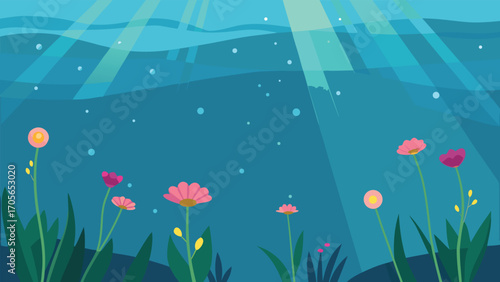 Tranquil underwater garden vibrant corals and fish vector illustration scalable eps art
