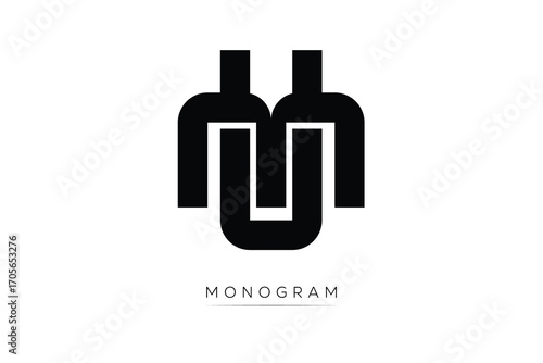 MU Creative Latter Logo. Monogram Logo Design.  Modern Minimal Initials Sing Symbol .