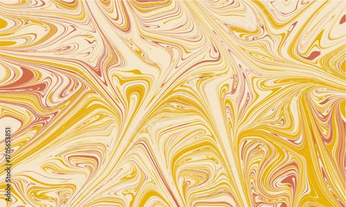 An earthy marbled paper vector for boho brand packaging & vintage book covers. A retro 70s liquid swirl texture in warm terracotta and yellow tones. Fully editable EPS format.