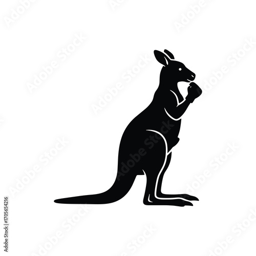 pright Kangaroo Standing Alert Silhouette