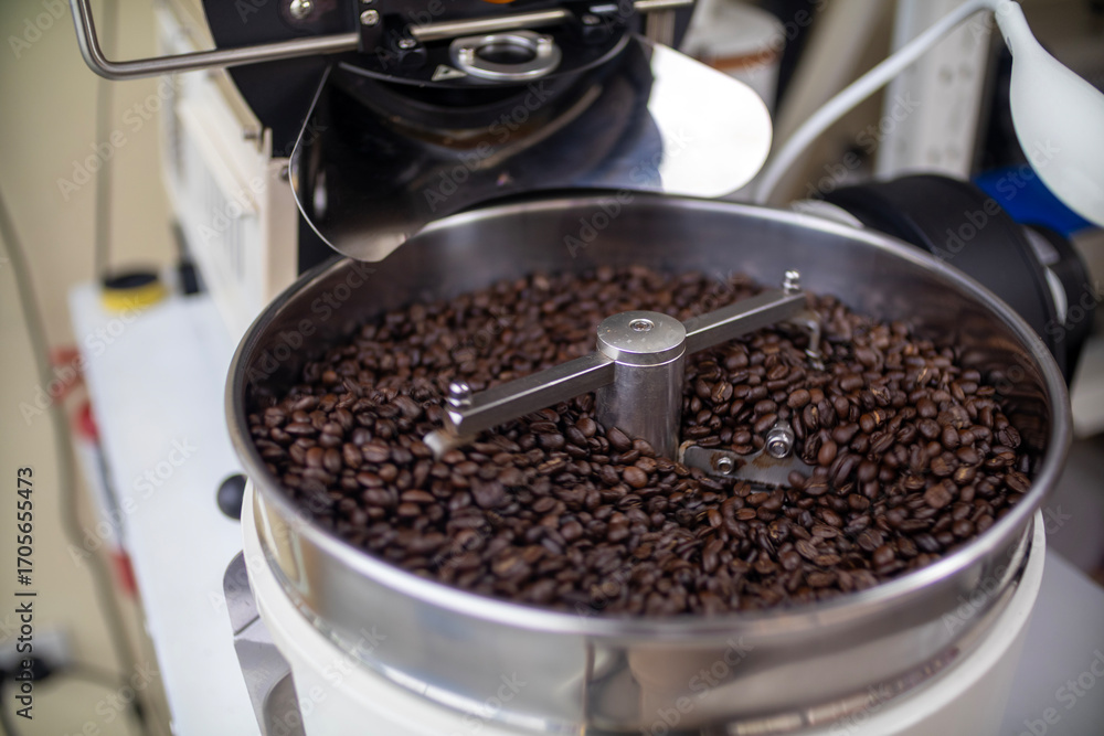 custom made wallpaper toronto digitalClose-up photo of an automatic coffee bean roasting machine in motion, ensuring even heat distribution and quality roasting process