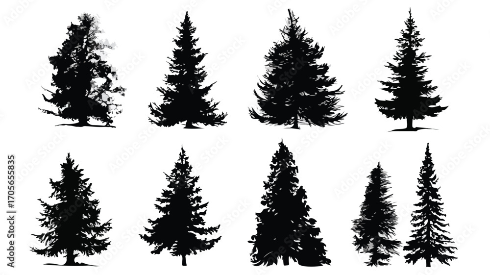 Fototapeta premium Christmas Tree Silhouette Vector Illustration for Festive Designs and Holiday Decorations