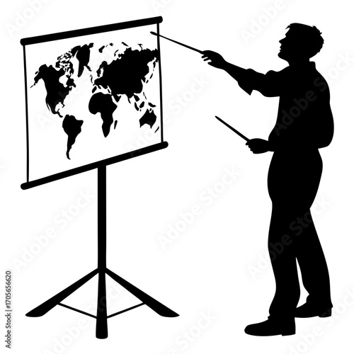 business man with map and globe