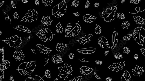 Minimalist Leaf Pattern Black and White Background