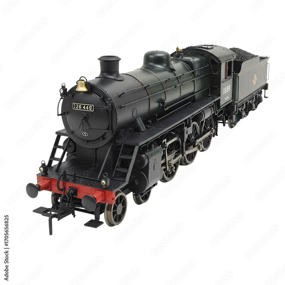 Naklejka premium Detailed Model of a German Steam Locomotive BR52 Class Engine on transparent background