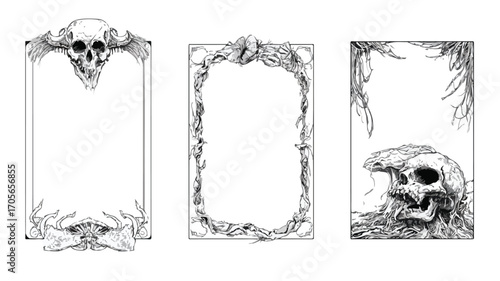 Set of Scary Frame Vector Illustration for Halloween Designs