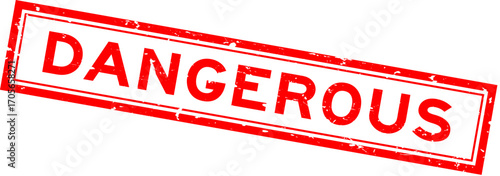 Grunge red dangerous word rsquare ubber seal stamp on white background