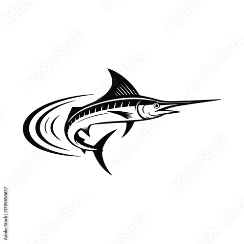 Striking Marlin Silhouette Ocean Predator Vector Illustration Design for Print and Digital Media