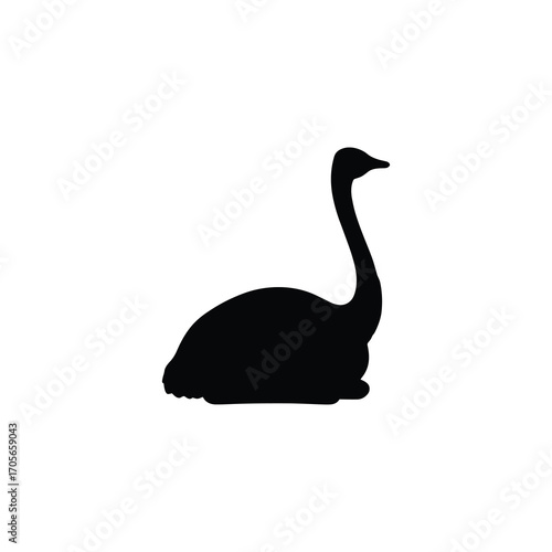 Sitting Ostrich Silhouette Resting Minimal Vector