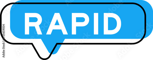 Speech banner and blue shade with word rapid on white background