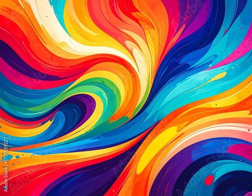 Vibrant swirling abstract painting