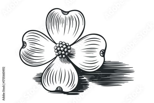 Hand Drawn Dogwood Flower on Transparent Background. Vector hand drawn illustration
