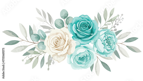 Elegant White and Turquoise Rose Floral Arrangement
