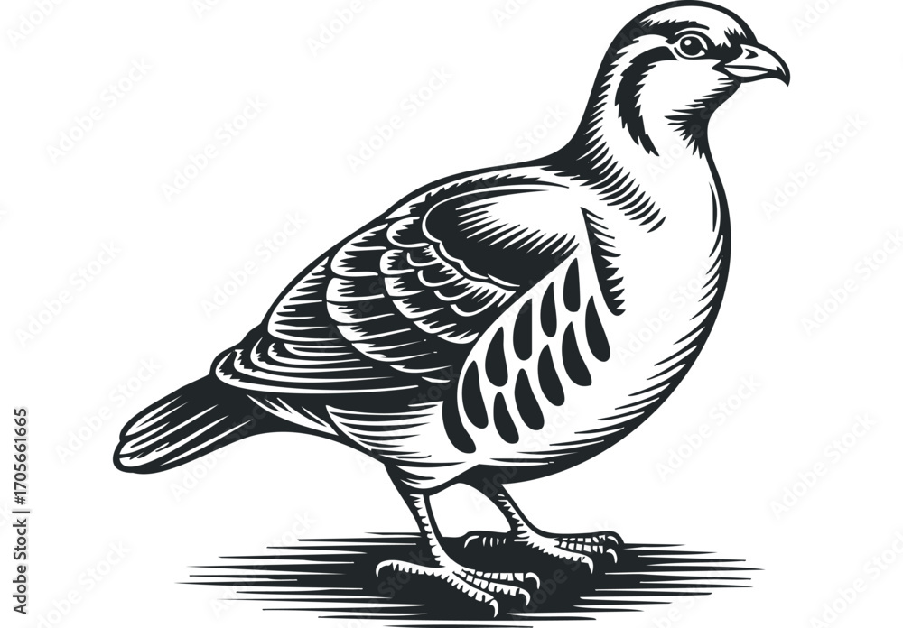 Obraz premium Partridge bird isolated on white background, vector graphic illustration. Vector hand drawn illustration