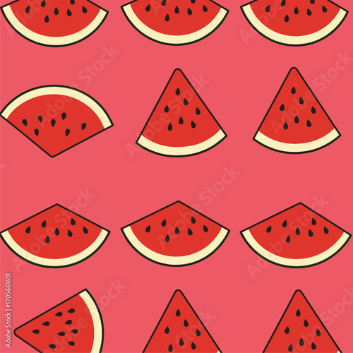 Summer Watermelon Slice Pattern: Red and Pink Fruit Background