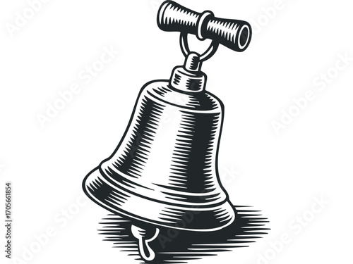Vintage Bell on Transparent Background. Vector hand drawn illustration