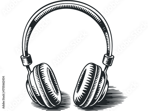 Headphones on transparent background. Vector hand drawn illustration
