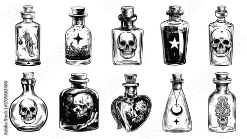 Vintage Potion Bottle Vector Silhouette Illustration for Design Projects