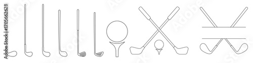 Golf club icon vector set. Golf illustration sign collection. Sport symbol. Golfing logo.