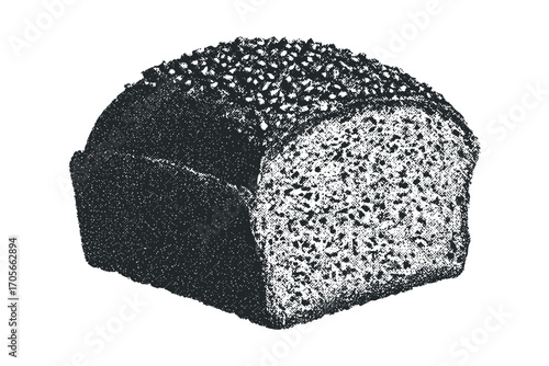 Whole Wheat Loaf with Visible Grains. Vector hand drawn illustration