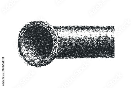 Halftone Texture Pipe Section. Vector hand drawn illustration