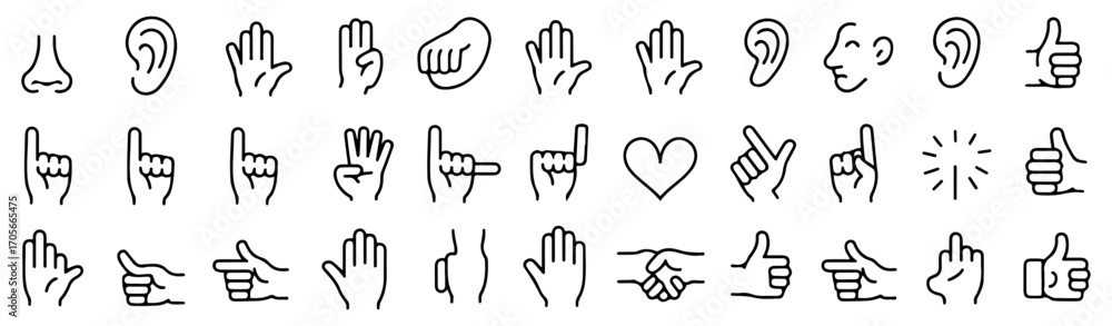 Obraz premium hand gesture emoji icons set vector