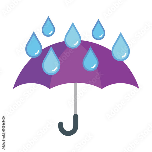 purple umbrella emoji vector with rain drops