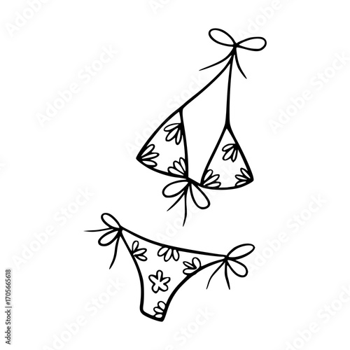floral bikini swimsuit doodle drawing
