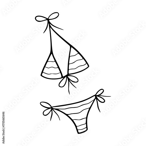 fashionable beach bikini doodle drawing