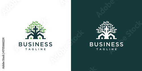 Tree house logo vector template illustration