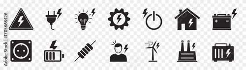 Electricity vector flat icon set