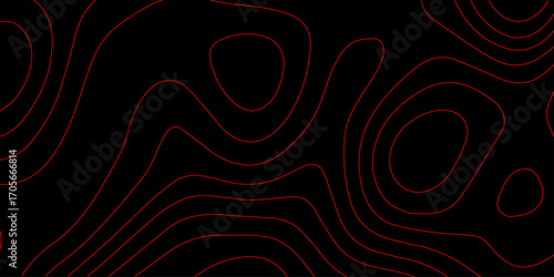 AI Holographic Topographic Map with Red Neon Contour Waves on Black Cyber Terrain and Futuristic Digital Grid Vector Wallpaper