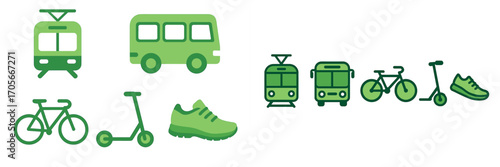 Green urban transportation and active lifestyle concepts for sustainable city travel and eco-friendly mobility