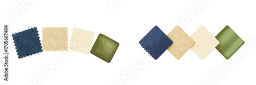 Collection of fabric swatches with diverse textures and a harmonious color palette for textile and interior design projects