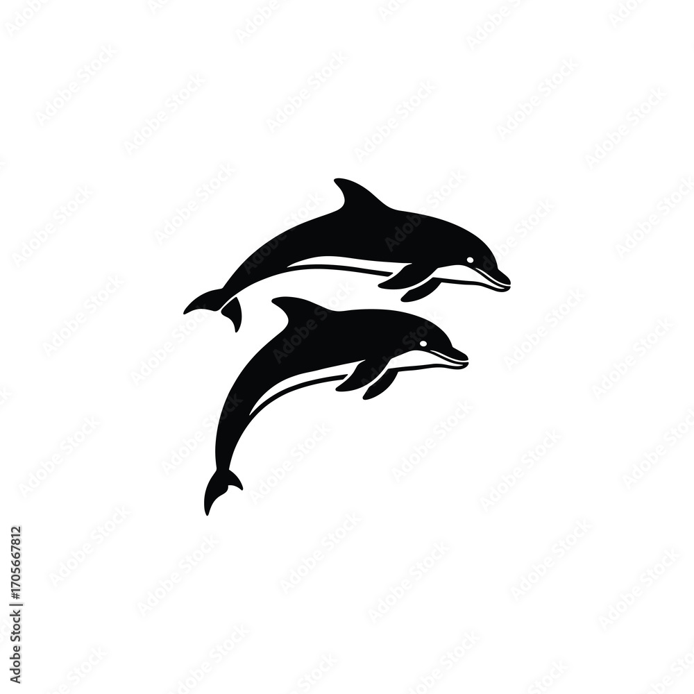 Fototapeta premium Two Bottlenose Dolphins Illustration