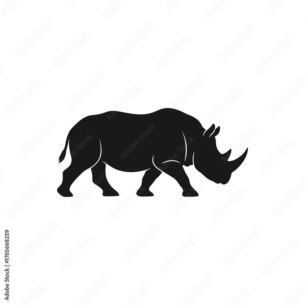 Fototapeta premium Walking Rhinoceros Silhouette Vector