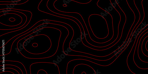 AI Holographic Topographic Map with Red Neon Contour Waves on Black Cyber Terrain and Futuristic Digital Grid Vector Wallpaper