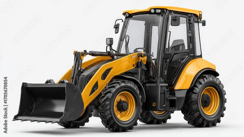 Naklejka premium Construction work with backhoe loader at construction site machine operation in urban environment realistic viewpoint