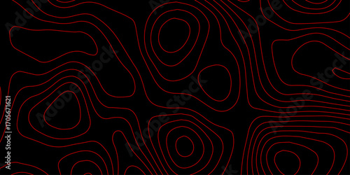 Digital Futuristic Topographic Map with Red Contour Grid Lines over Black Cyber Terrain and Holographic Surface Vector Wallpaper