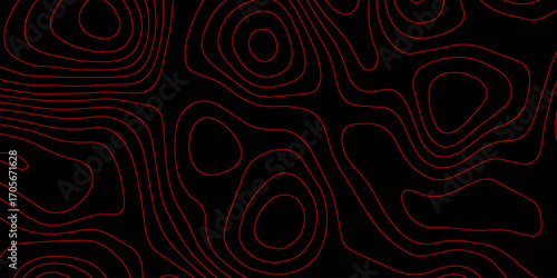 Futuristic AI Terrain with Black Background and Red Neon Contour Waves over Digital Topographic Grid Vector Wallpaper