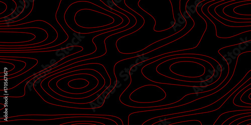 Futuristic AI Terrain with Black Background and Red Neon Contour Waves over Digital Topographic Grid Vector Wallpaper