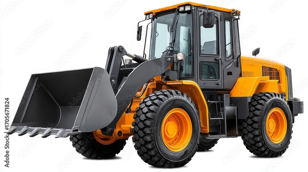 Fototapeta premium Construction machine with lift loader at work site isolated photorealistic gigapixel standard