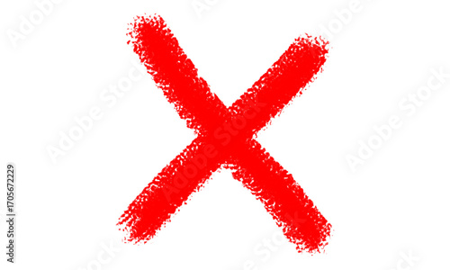 Red x mark isolated on transparent background