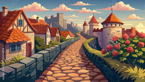 Stone-paved lanes circle Visby’s medieval walls in Gotland, Sweden, lined with rose-draped cottages and ancient towers overlooking the shimmering Baltic Sea horizon.