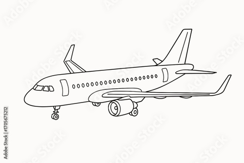 Airplane Line Illustration – Passenger Aircraft Icon for Travel and Aviation Design
