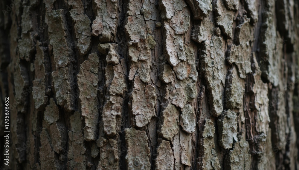 Naklejka premium Texture of Tree Bark Showcasing Intricate Patterns and Natural Variations in a Forest Setting