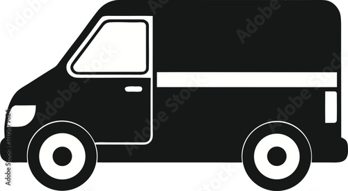 Delivery Van Vector Icon – Side View, Transport Van Vector Graphic, Side View of Cargo Van Icon